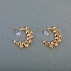C-shaped with Round Brass Stud Earrings CR6027-2