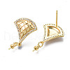 Brass Micro Pave Cubic Zirconia Stud Earring Findings KK-N233-137-2