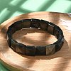 Sqaure Natural Silver Obisdian Beads Stretch Bracelets for Women Men BJEW-C097-06P-2