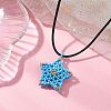 Glass Seed Beaded Star Pendant Necklaces NJEW-MZ00081-02-1