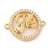Rack Plating Brass Micro Pave Clear Cubic Zirconia Fe Connector Charms KK-L220-003G-02-1