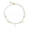 Natural Quartz Crystal Bullet & Synthetic Moonstone Beaded Necklaces NJEW-JN04406-02-1