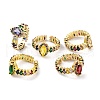 Mother's Day Rings Horse Eye Colorful Cubic Zirconia Open Cuff Ring RJEW-U003-24-1