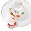 Christmas Theme Electroplate Glass Beads & Alloy Enamel Wine Glass Charms AJEW-JO00256-4