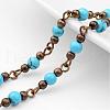 Handmade Round Synthetic Turquoise Beads Chains for Necklaces Bracelets Making AJEW-JB00244-02-1