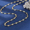 Brass Textured Oval Link Chain Necklaces for Women Men NJEW-F337-04G-1