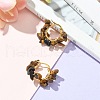 Natural Tiger Eye Chips Braided Hoop Earrings EJEW-JE04940-07-3