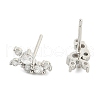Brass Micro Pave Clear Cubic Zirconia Stud Earrings EJEW-R016-26P-16-4