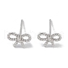 Anti-Tarnish Rhodium Plated Rope Bowknot 999 Fine Silver Stud Earrings for Women EJEW-S215-14P-2