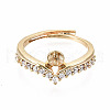 Brass Micro Pave Clear Cubic Zirconia Peg Bails Cuff Finger Ring Settings X-KK-T056-115G-NF-2
