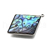 304 Stainless Steel Pave Natural Paua Shell Pendants STAS-Z125-01D-P-2