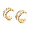 Brass Micro Pave Clear Cubic Zirconia Cuff Earrings EJEW-F370-37G-3