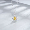 Flower 925 Sterling Silver Pave Cubic Zirconia Pendant Necklaces for Women FS-WG92113-05-1