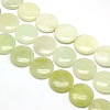 Natural Flat Round Xiuyan Jade Beads Strands G-L245-03-1
