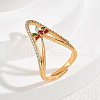 Brass Micro Pave Cubic Zirconia Finger Rings for Women QI0455-5-1