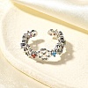 Brass Micro Pave Cubic Zirconia Cuff Rings for Women RJEW-Q008-01P-01-4
