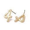 Brass Number Stud Earrings with 925 Sterling Silver Pins for Women EJEW-A077-01D-3