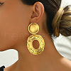 Vintage French Style Hollow Oval Brass Dangle Stud Earrings CE9970-3