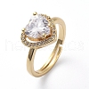Mother's Day Rings Adjustable Brass Micro Pave Cubic Zirconia Finger Rings RJEW-G096-11G-1