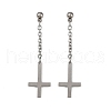 201 Stainless Steel Dangle Stud Earrings EJEW-P314-01B-P-4