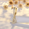 Brass Micro Pave Clear Cubic Zirconia Hoop Earrings WGE85EC-05-1