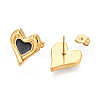 Heart 304 Stainless Steel Enamel Stud Earrings EJEW-T047-27G-A-2