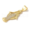 Rack Plating Brass Micro Pave Clear Cubic Zirconia Pendants KK-P267-14D-G-2