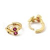 Deep Pink Cubic Zirconia Cherry Hoop Earrings X-EJEW-C028-02G-2
