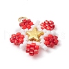 Glass Seed Beaded Star Pendants PALLOY-MZ00641-01-3
