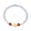 Shell Pearl Bead & Dyed Natural White Jade & Yellow Jade & Carnelian Beaded Stretch Bracelets for Women BJEW-JB11938-02-2