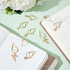 12Pcs 6 Style Flower/Snowflake/Bowknot Brass Micro Cubic Zirconia Charm Bookmarks AJEW-AB00184-5