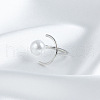 Moon & Round Alloy with Plastic Pearl Cuff Rings for Women FS-WGCF8FF-01-3