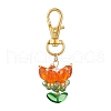 Flower Glass Pendants Decorations HJEW-MZ00248-02-2