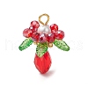 Glass with Round Shell Pearl and Acrylic Charms Pendants PALLOY-MZ00647-01-1
