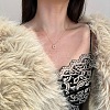 Round Ring 925 Sterling Silver Micro Pave Cubic Zirconia Pendant Necklaces for Women NJEW-F338-07G-3