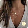 3Pcs Simple Style Brass Coin Letter Rectangle Pendant 3 Layer Necklaces FS-WG4BDA4-50-1