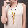 Ethnic Style Natural Shell & Agate & Handmade Lampwork Flower Big Pendant Necklaces FS-WGC615D-01-4