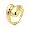 Brass Teardrop Open Cuff Ring for Women RJEW-A008-03G-3