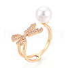 Brass Micro Pave Clear Cubic Zirconia Cuff Ring Settings KK-T076-11G-8