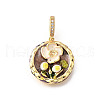 Brass Micro Pave Cubic Zirconia & Enamel Pendants KK-R222-09G-01-1