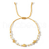 Cross Adjustable Plastic Imitation Pearl Braided Bead Bracelets for Women OW3783-2-1