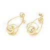 Brass Teardrop with Ball Dangle Stud Earrings for Women EJEW-D065-06G-2
