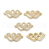Eco-Friendly Brass Clear Cubic Zirconia Links Connectors KK-B047-19G-1