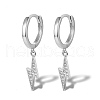 S925 Sterling Silver Cubic Zirconia Lightning Hoop Earrings OB5526-16-1