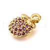 Brass Micro Pave Clear Cubic Zirconia Pendants KK-U065-05B-G-2