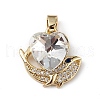 Real 18K Gold Plated Rack Plating Brass Micro Pave Cubic Zirconia Pendants KK-C015-28G-16-1