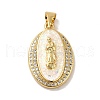 Rack Plating Brass Micro Pave Cubic Zirconia with Synthetic Opal Pendants KK-D088-12G-2
