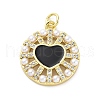 Brass Micro Pave Cubic Zirconia and Enamel and ABS Imitation Pearl Pendants KK-D325-24G-01-1