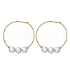 Natural Pearl Beaded Hoop Earrings EJEW-P231-26G-1