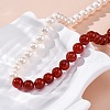 Natural Carnelian(Dyed & Heated) & Shell Pearl Round Beaded Necklaces NJEW-U026-23G-1